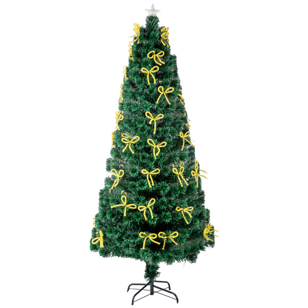 dropship 7.5ft Pre-Lit Fiber Optical Christmas Tree with Bow Shape Color Changing Led Lights&300 Branch Tips