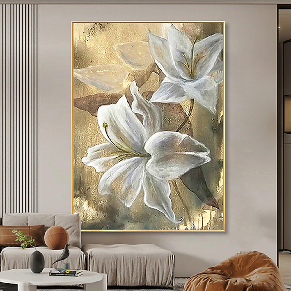 dropship Hand Painted Oil Paintings Hand Painted High quality Flowers Contemporary Modern Rolled Canvas Living Room Hallway Luxurious Decorative Painting