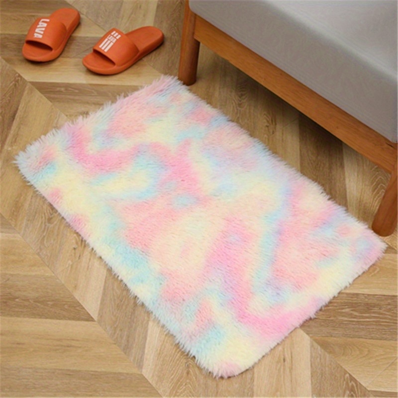 dropship 1pc, Tie-Dyed Plush Shag Furry Area Rug for Bedroom, Living Room, Nursery, and Kids Room - Ultra Soft and Fluffy, Washable, Non-Shedding, and Perfect for Home Decor and Room Decor