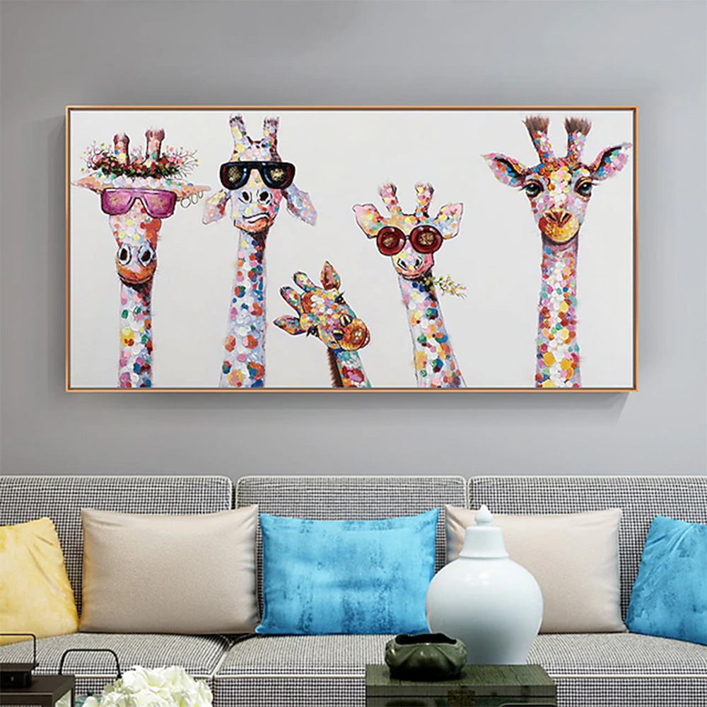 dropship Hand Painted Oil Painting Horizontal Abstract Animals Giraffe Modern Living Room Hallway Bedroom Luxurious Decorative Painting