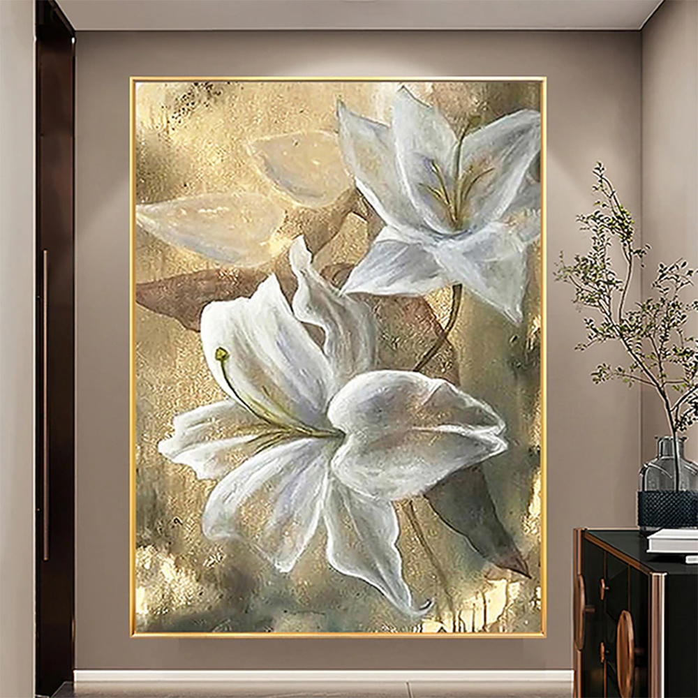 dropship Hand Painted Oil Paintings Hand Painted High quality Flowers Contemporary Modern Rolled Canvas Living Room Hallway Luxurious Decorative Painting