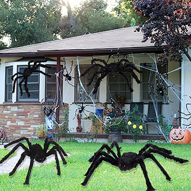 dropship Halloween Giant Black Plush Spider Decoration Props, Outdoor Halloween Party Decor