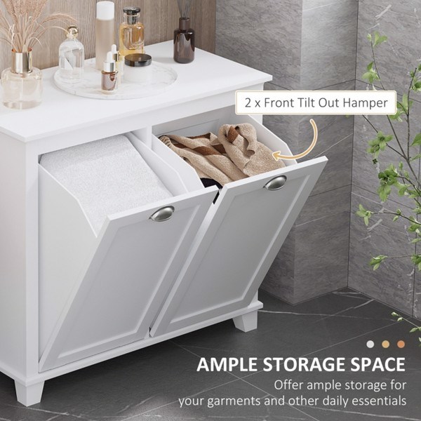 dropship Tilt-Out Laundry Sorter Cabinet, Bathroom Storage Organizer white-AS