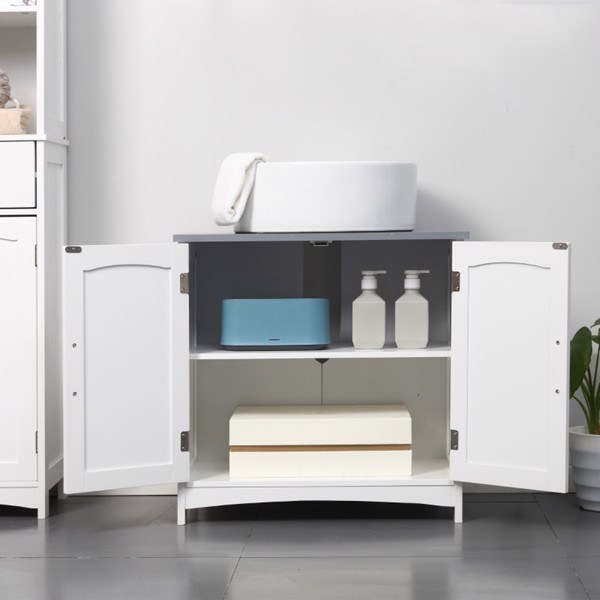 dropship Pedestal Sink Storage Cabinet, Under Sink Cabinet with Double Doors, White-AS