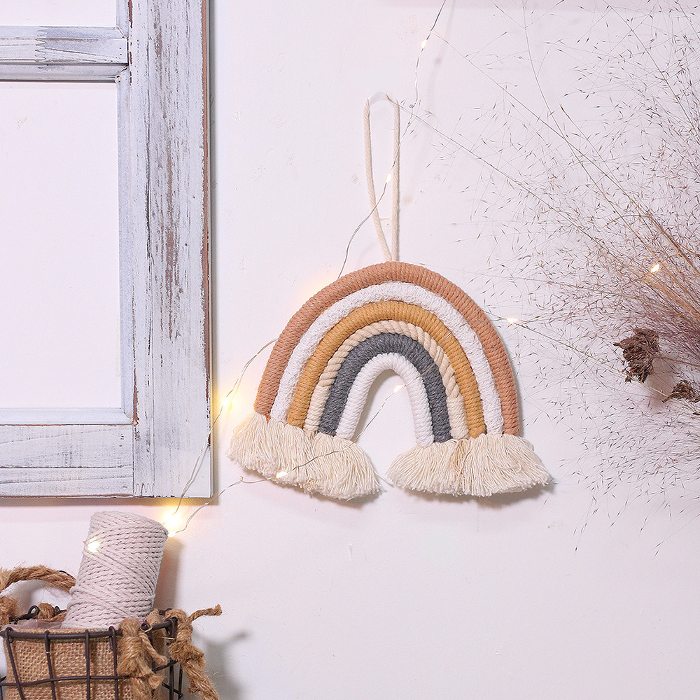 dropship 1pc Vibrant Rainbow Macrame Wall Hanging - Stunning Home Decor for Living Room, Bedroom, and More