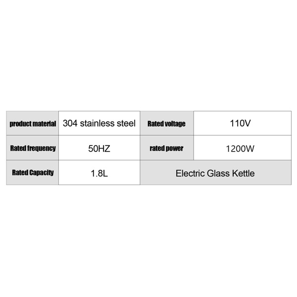 dropship HD-1861-A 110V 1200W 1.8L Electric Glass Kettle US Plug