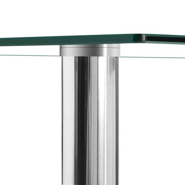 dropship Simple Assembled Transparent Glass & Iron Dinner Table