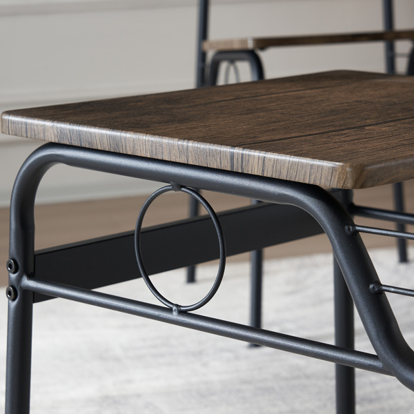 dropship Rectangular Disassembly and Assembly P2 Board Iron Compartment 1 Table 4 Chairs Dining Table and Chair Set Brown