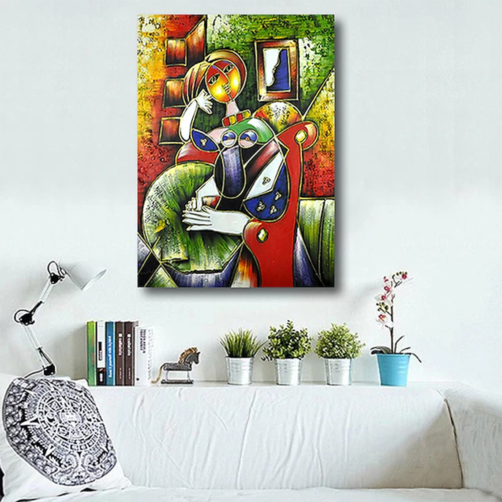dropship Hand Painted Oil Paintings Hand Painted Wall Art Abstract Modern Figure Picasso Girl Lady Nude Living Room Hallway Luxurious Decorative Painting