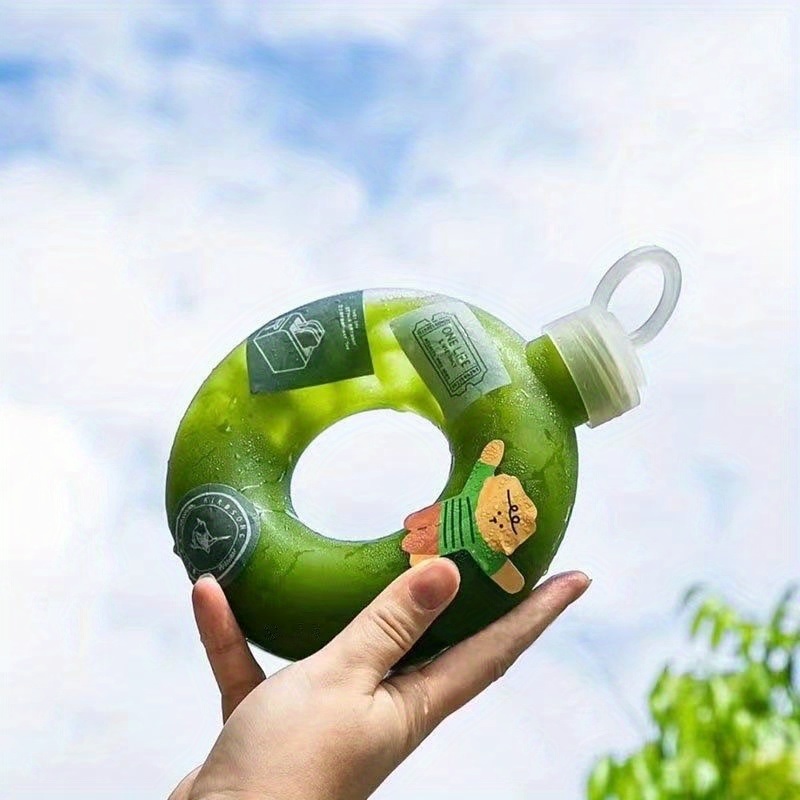 dropship Kawaii Doughnut Water Bottle, PP Plastic Heat-resistant Water Cup Suitable For Adults And Children Daily Carrying And Outdoor Hiking Camping Trips