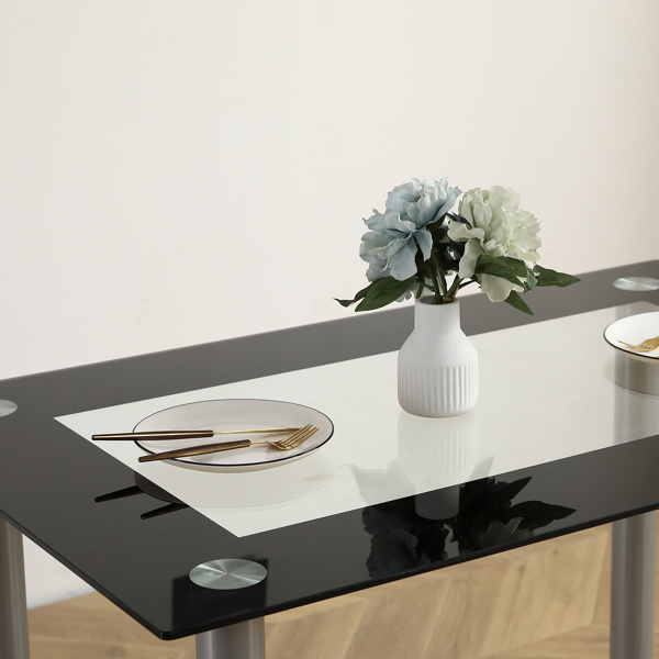 dropship 110cm Dining Table Tempered Glass Dining Table