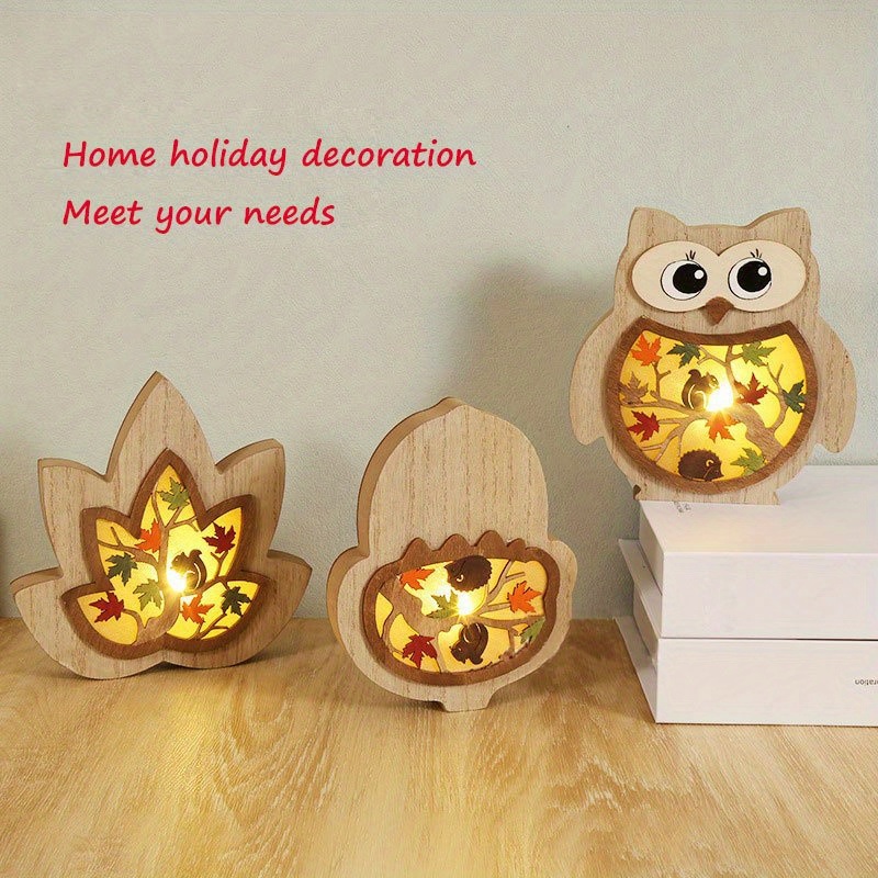 dropship 1pc, Creative Wooden Crafts Owl Squirrel Ornaments, Wooden Animal Maple Leaf Acorn Home Decoration, Suitable For Office Decoration, Bedroom Decoration, Home Decoration, Holiday Gifts(Multiple Options)