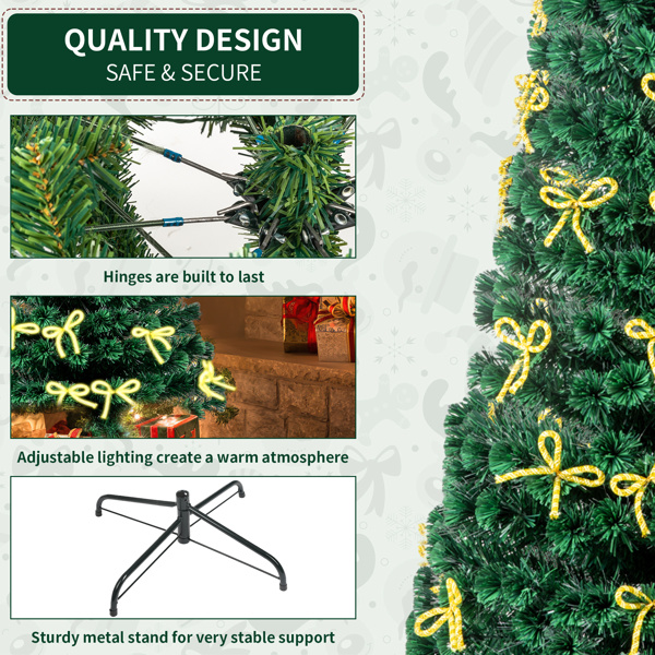 dropship 6.5ft Pre-Lit Fiber Optical Christmas Tree with Bow Shape Color Changing Led Lights&260 Branch Tips