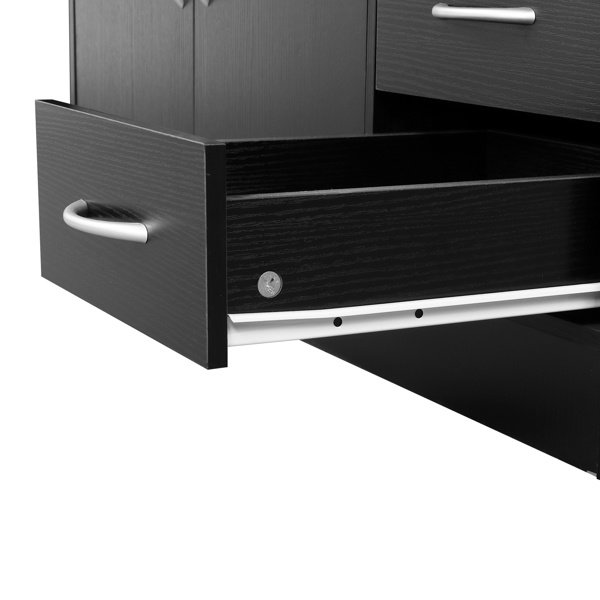 dropship FCH MDF With Triamine Double Doors And Five Drawers Bathroom Cabinet Black