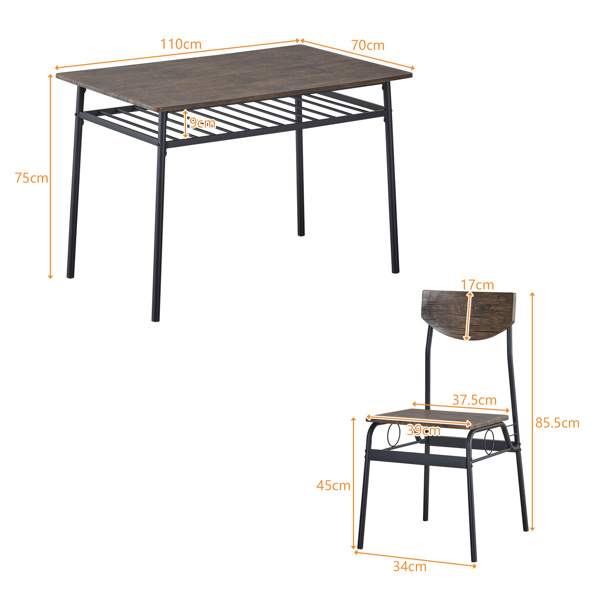 dropship Rectangular Disassembly and Assembly P2 Board Iron Compartment 1 Table 4 Chairs Dining Table and Chair Set Brown