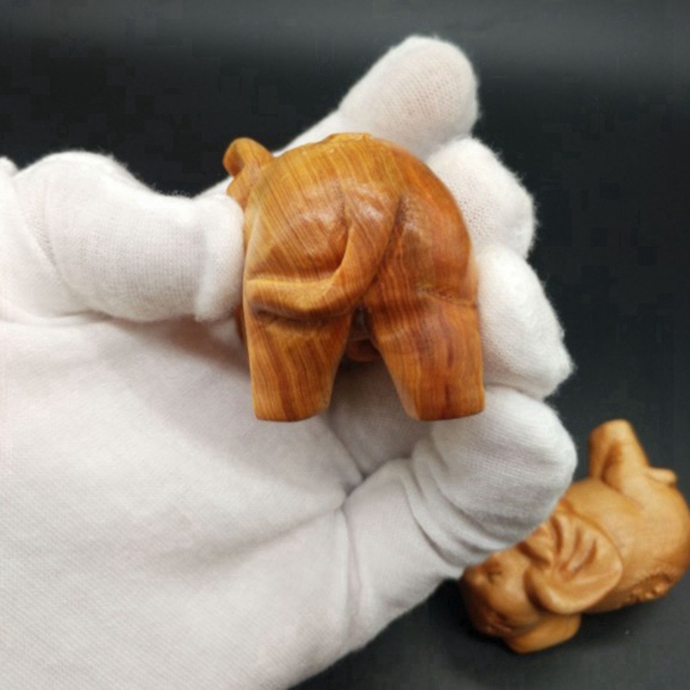 dropship Natural Thuja Wood Elephant Figurines Craft Carved Natural Wooden Mini Animals Antique Decoration