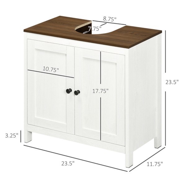 dropship Pedestal Sink Storage Cabinet, Under Sink Cabinet with Double Doors, Antique White, Walnut-AS