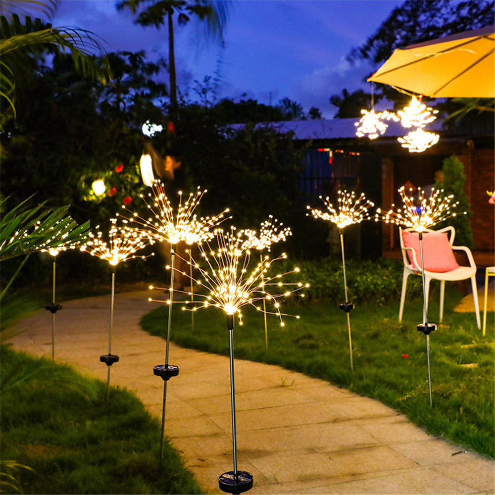 dropship 1 Pack Solar Firework Light Outdoor, IP65 Waterproof Solar Garden Flower Lights With 8 Lighting Modes, Decorative Fairy Lights With Stake, Halloween Decorations