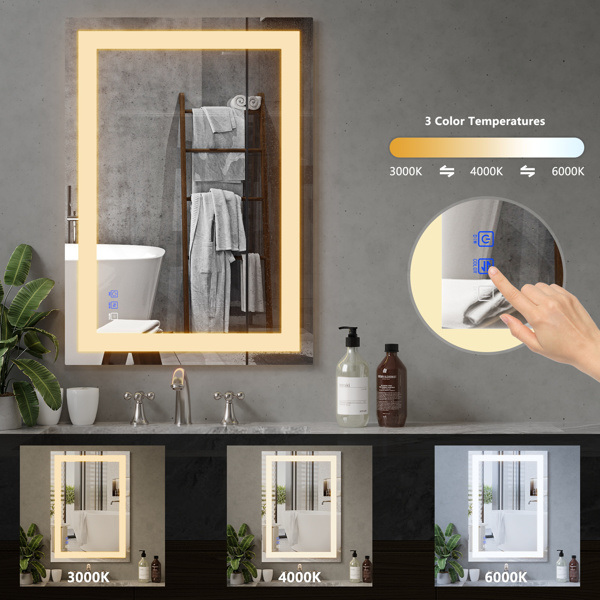 dropship LED Mirror for Bathroom 24x40 with Lights, Anti-Fog, Dimmable, Backlit + Front Lit, Lighted Bathroom Vanity Mirror for Wall, Memory Function, Tempered Glass