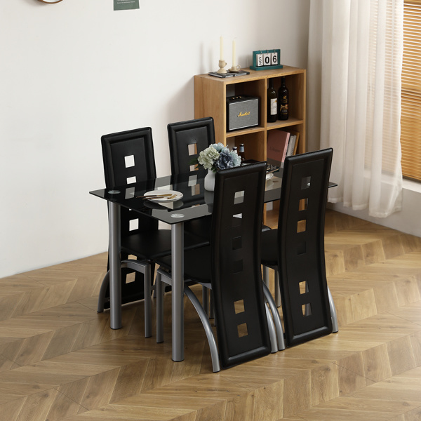 dropship 110cm Dining Table Tempered Glass Dining Table