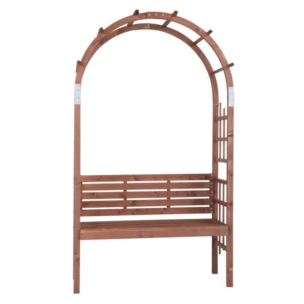 dropship 6.8FT Wooden Arch with Bench for 2 People, Garden Arbor Trellis for Climbing Plant, Outdoor Garden Lawn Backyard Patio Decor, Dark Brown
