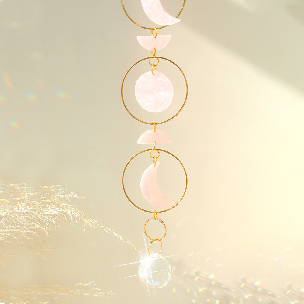 dropship 1pc Acrylic Sun-moon Metal Chain Home Living Room Decoration Car Hanging