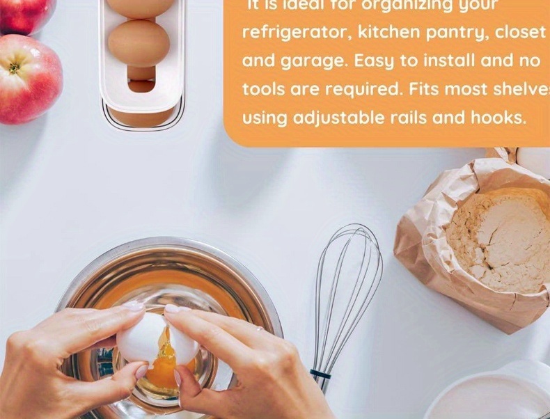 dropship 1pc Rolling Refrigerator Egg Dispenser, Space-Saving Holder For Fridge Storage Anti-fall Egg Tray, Egg Rack Tray For Refrigerator, Kitchen Supplies