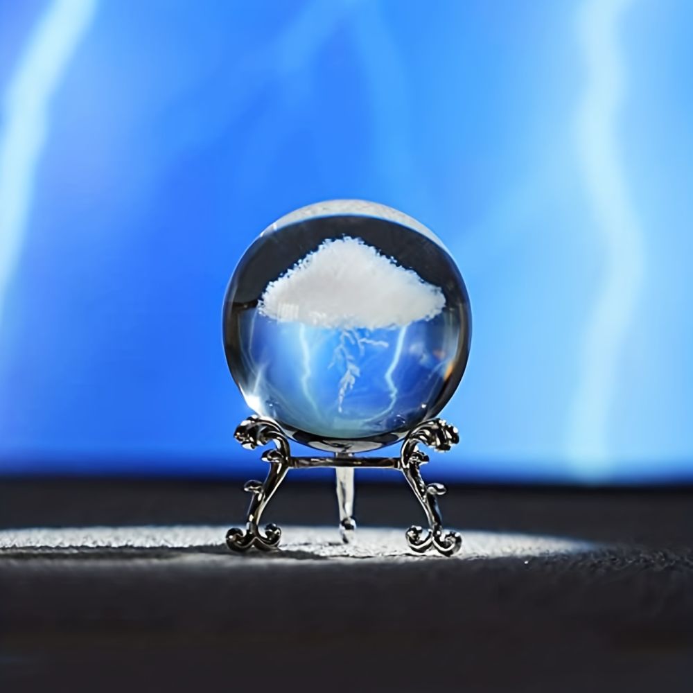 dropship 1pc Thunder Cloud Round Holiday Gift Desktop Home Creative Crystal Ball Small Ornaments, Living Room Bedroom Decoration Crafts, Home Decor,Christmas Gift