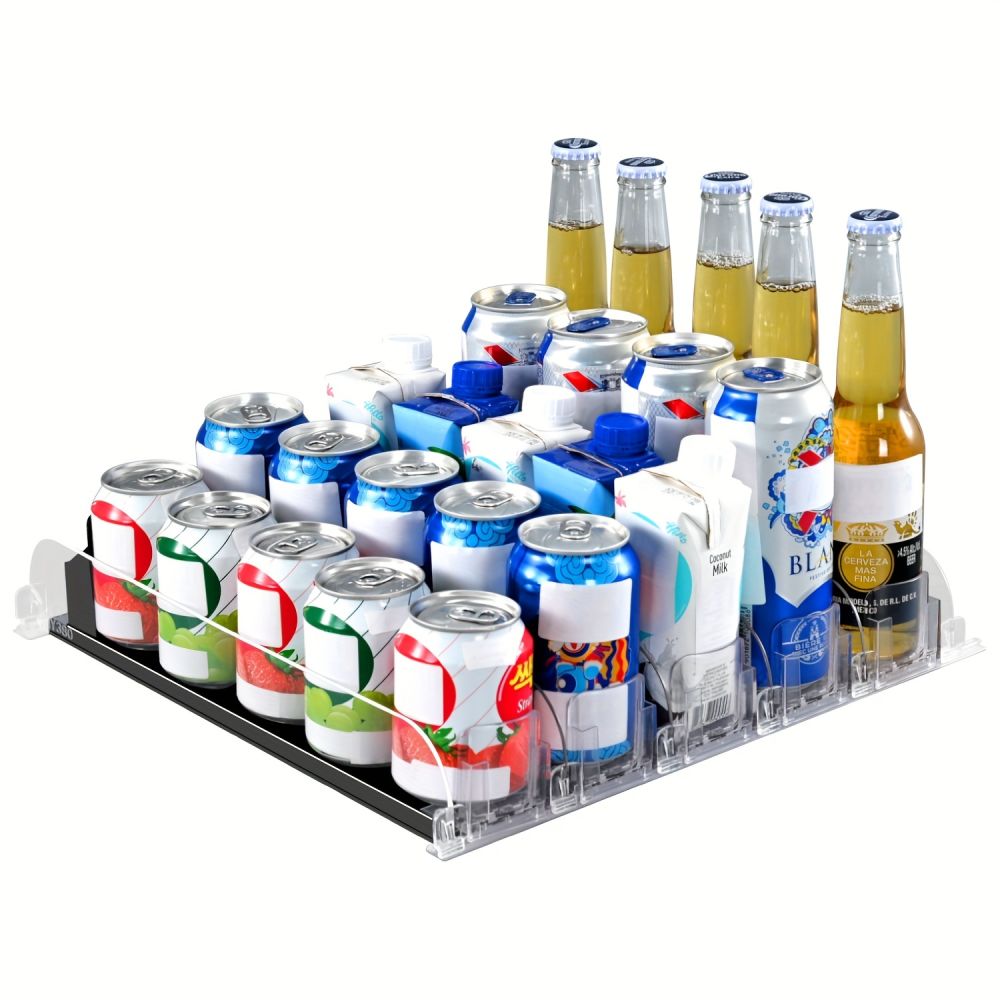 dropship 1 Set 3/4/5 Rows Soda Can Dispenser, Refrigerator Bottle Can Organizer, Self-Pushing Soda Can Dispenser Holds Up To 12 Cans, Beverage Storage For Pantry/Vending Machine