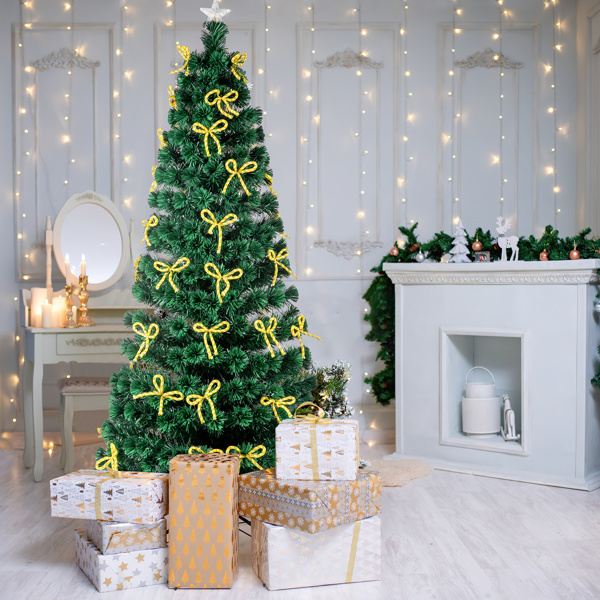 dropship 6.5ft Pre-Lit Fiber Optical Christmas Tree with Bow Shape Color Changing Led Lights&260 Branch Tips