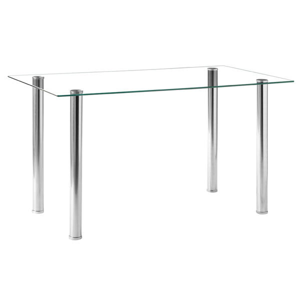 dropship Simple Assembled Transparent Glass & Iron Dinner Table