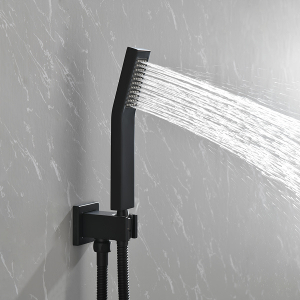 dropship Brass Matte Black Shower Faucet Set Shower System 10 Inch Rainfall Shower Head with Handheld Sprayer Bathroom Luxury Rain Mixer Combo