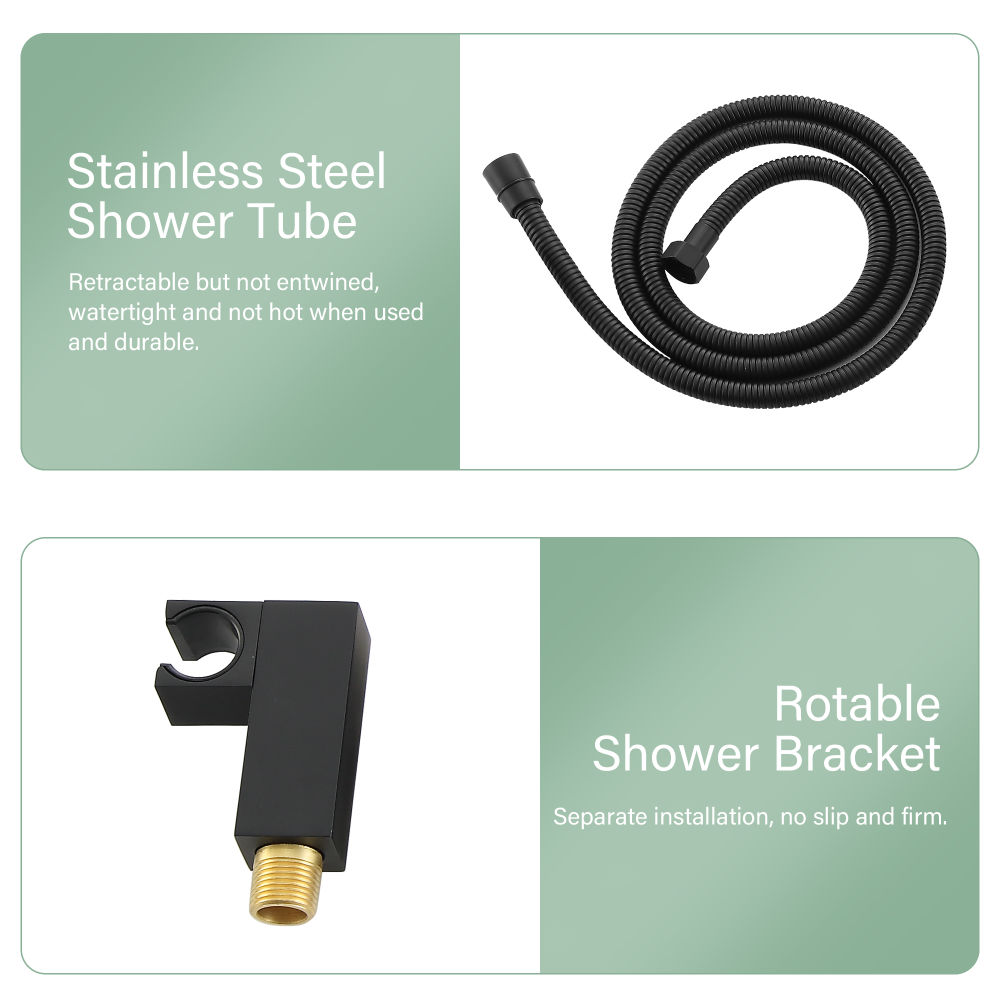 dropship 16" Rainfall Shower Head and Handhled Shower Head,Ceiling Mounted Matte Black Shower System