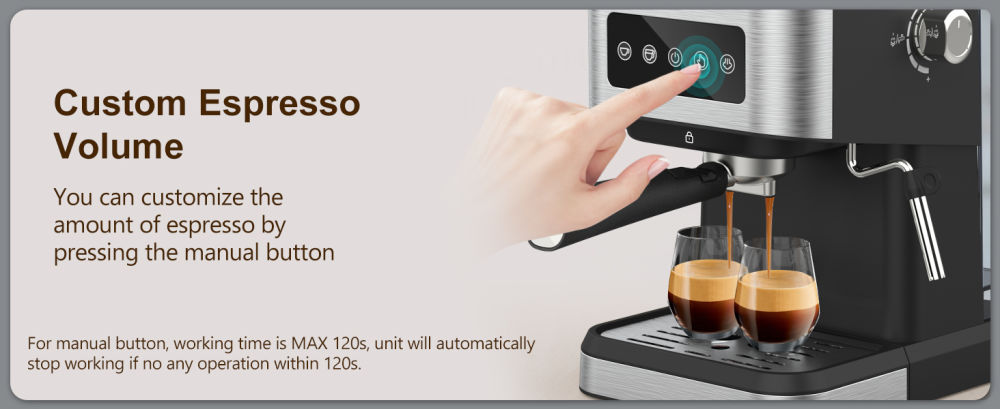 dropship Espresso Machine with Milk Frother, 20 Bar Pump Pressure Coffee Machine, 1.5L/50oz Removable Water Tank, 1050W Semi-Automatic Espresso/Latte/Cappuccino Machines for Home Barista, Office