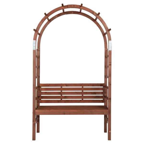 dropship 6.8FT Wooden Arch with Bench for 2 People, Garden Arbor Trellis for Climbing Plant, Outdoor Garden Lawn Backyard Patio Decor, Dark Brown