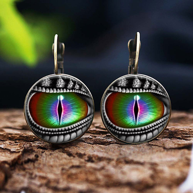 dropship Y2K Vintage Dragon Eye Time Synthetic Gemstone Earrings Retro Creative Personality Temperament Alloy Material Exquisite Gift For Women Girls
