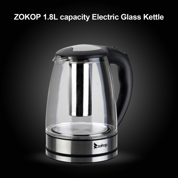 dropship HD-1861-A 110V 1200W 1.8L Electric Glass Kettle US Plug