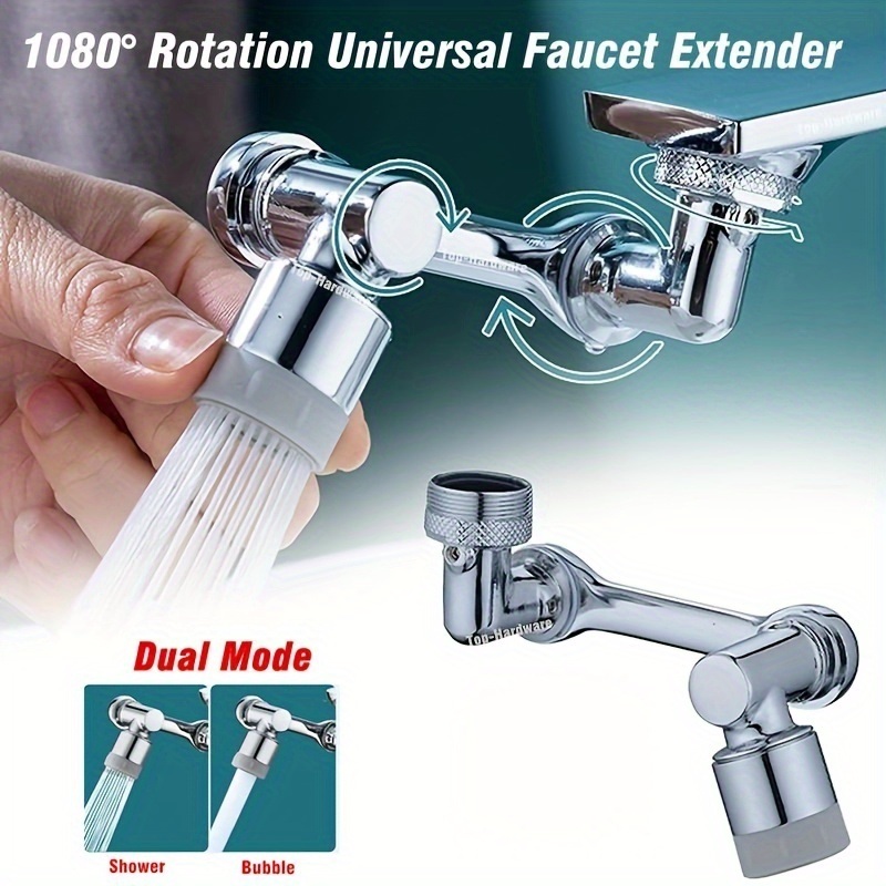 dropship 1pc, 1080 ° Swivel Faucet Extender, ABS Universal Sink-Water Aerator, Kitchen Bathroom 1080 ° Angle Rotatable Spray Attachment, Multifunctional Robotic Arm, Washing Eye/Hair/Face