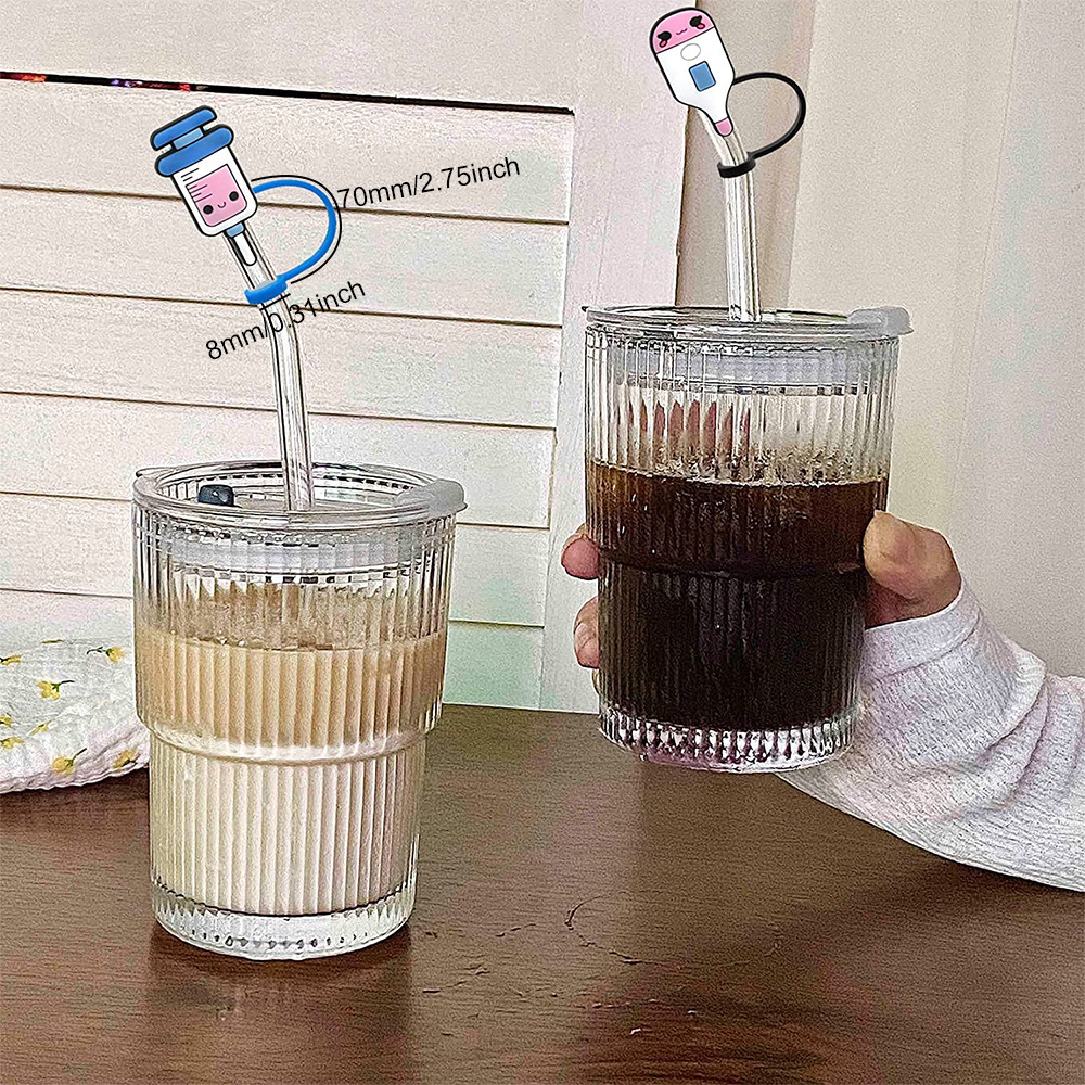 dropship 6pcs Reusable Nurse Theme Straw Covers - Dust-Proof Silicone Tips for 7-8 mm Straws - Easy to Clean and Convenient