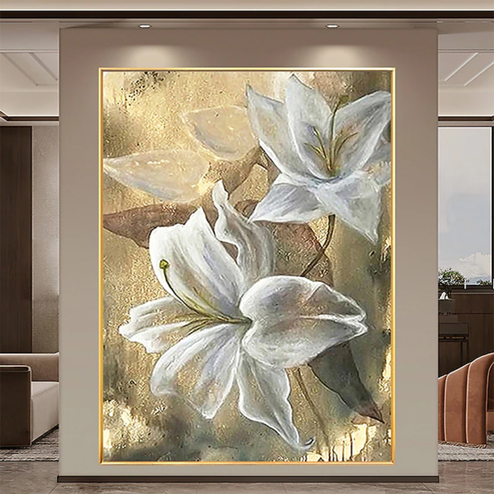 dropship Hand Painted Oil Paintings Hand Painted High quality Flowers Contemporary Modern Rolled Canvas Living Room Hallway Luxurious Decorative Painting