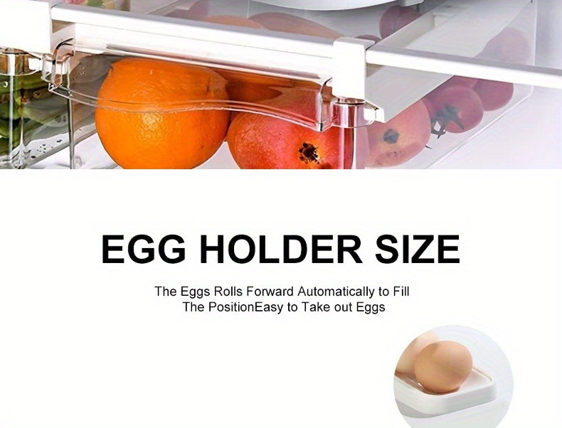 dropship 1pc Rolling Refrigerator Egg Dispenser, Space-Saving Holder For Fridge Storage Anti-fall Egg Tray, Egg Rack Tray For Refrigerator, Kitchen Supplies