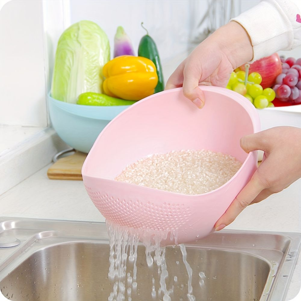 dropship 1pc/2pcs/3pcs Multi-Functional Kitchen Washing Basket Basin - Drain Water, Wash Rice, Perfect For Cleaning Vegetables And Fruits, And More With Convenient