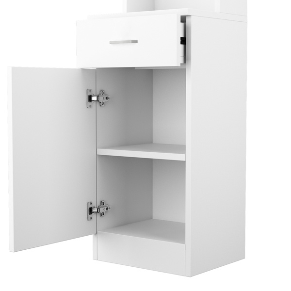 dropship FCH Standing 5 Compartments 1 Drawer 1 Door MDF Barber Cabinet White