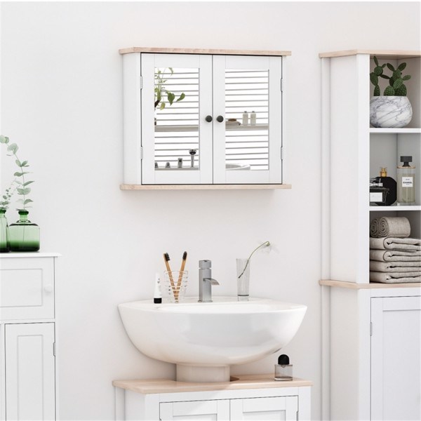 dropship Bathroom Cabinet with Mirror-White