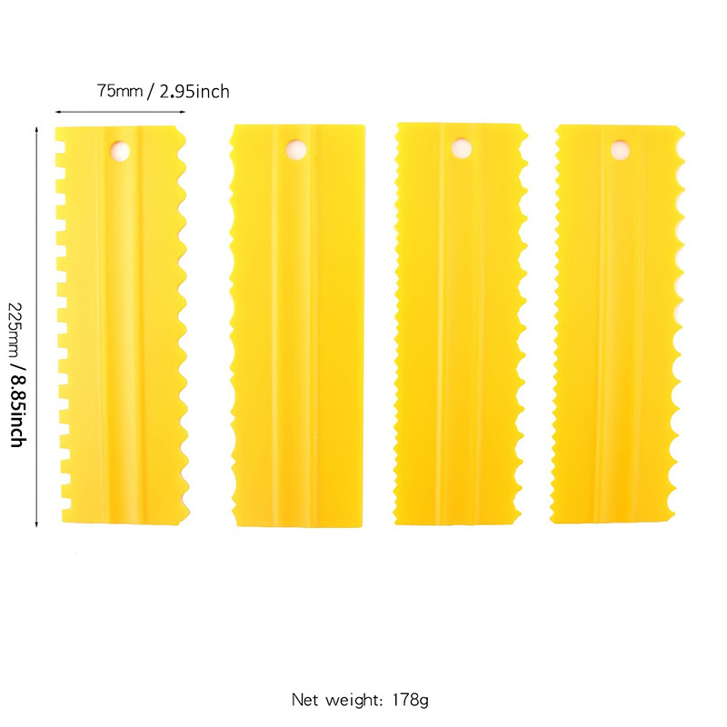 dropship 4pcs/set Double-Sided Cake Scraper - Perfect for Cream, Mousse, Butter, and Cake Edges - Random Color