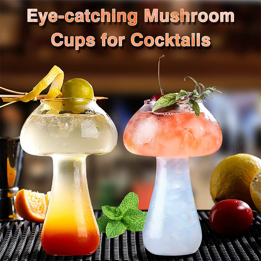 dropship 2pcs, Stylish Mushroom Cocktail Glasses for Wine and Champagne - Perfect for Parties and Special Occasions