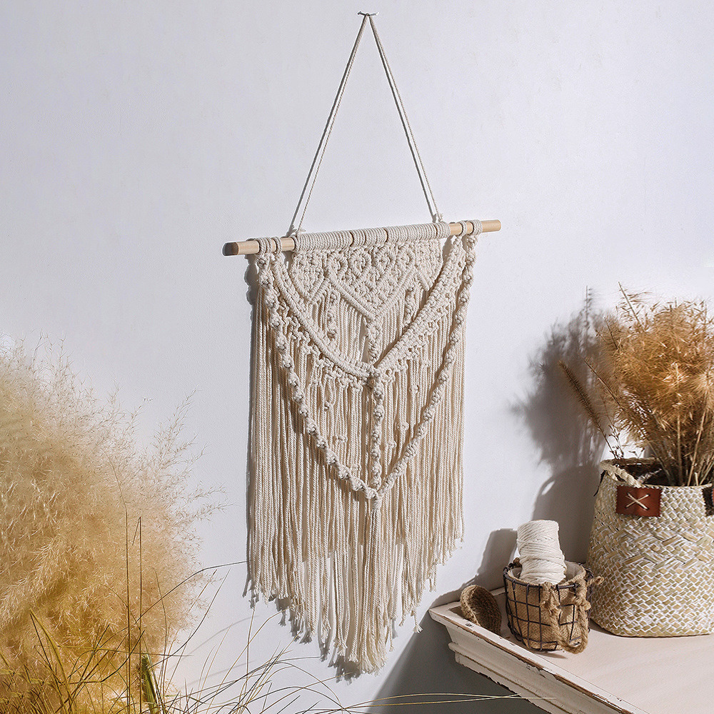dropship 1pc Woven Wall Hanging Ornament, Bohemian Fabric Macrame Braided Tassel Wall Decoration, Boho Decoration For Living Room Bedroom Room Decor