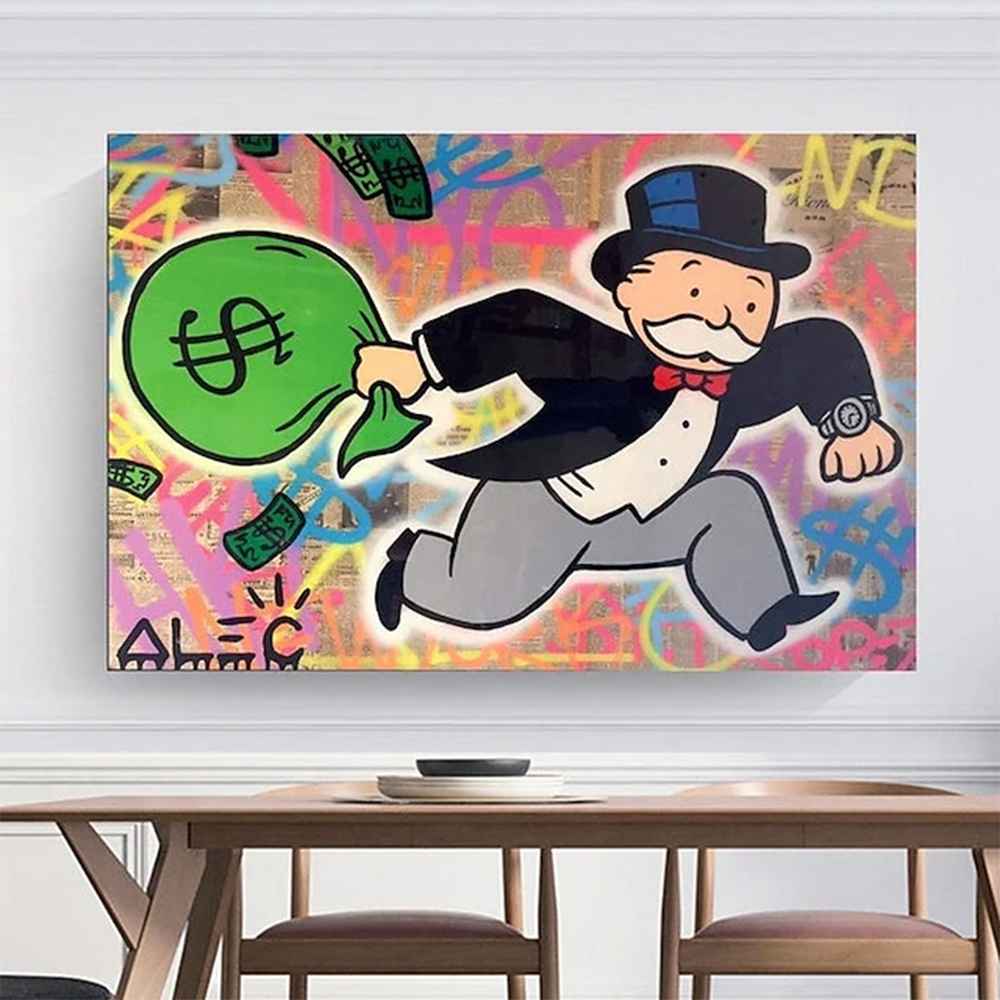 dropship Hand Painted Oil Painting Alec Monopoly Painting Wall Street Art Modern Abstract Living Room Hallway Bedroom Luxurious Decorative Painting