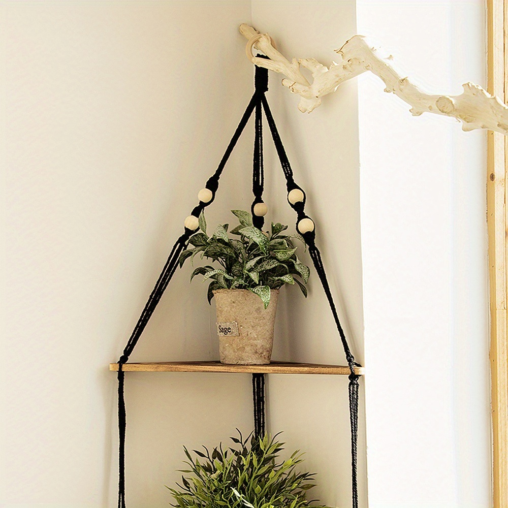 dropship 1pc,Boho Triangle Shelves Wall Decor - Plant Hanger, Candle Holder, and Home Decor for Living Room and Bedroom