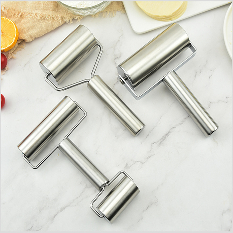 dropship 1pc, Baker Roller, 360 Degree Rolling Baker Roller, Stainless Steel Roller For Baking, Creative Stainless Steel Dough Roller, Non-stick Pastry Roller, Pizza Cooking Tool, Kitchen Supplies
